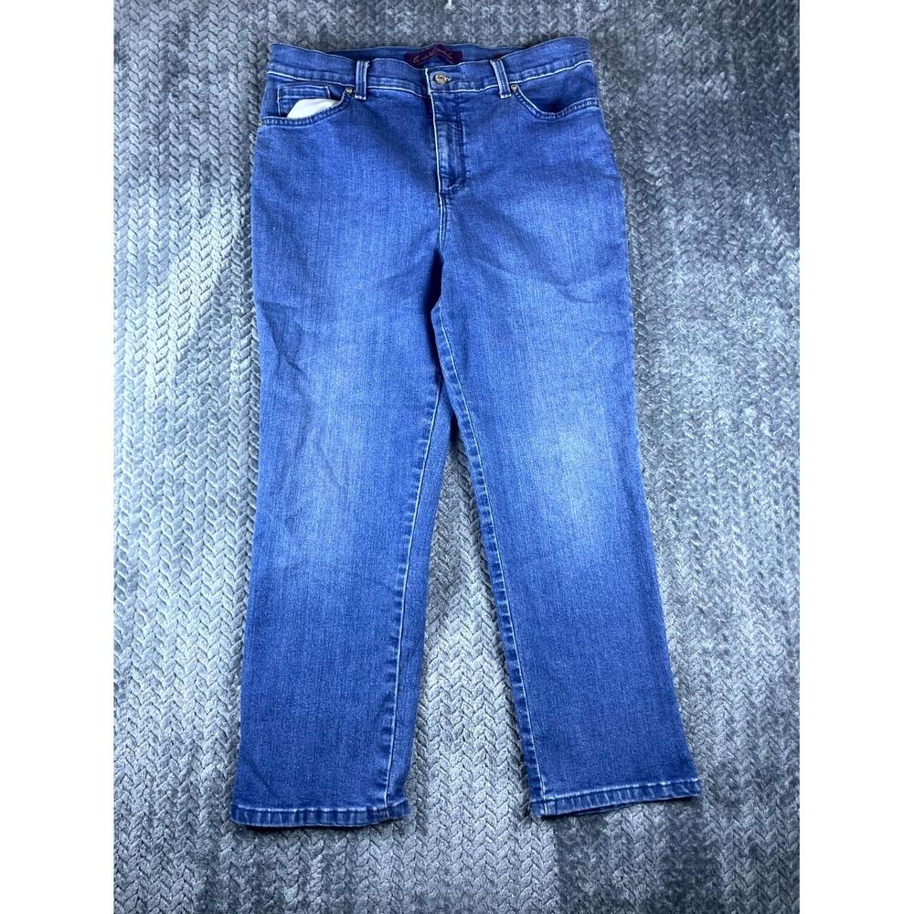 Gloria Vanderbilt Amanda Jeans Womens 14P Blue Denim Stretch High Rise Straight